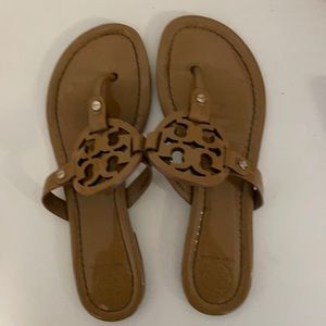 Tory Burch leather flip flops size 8.